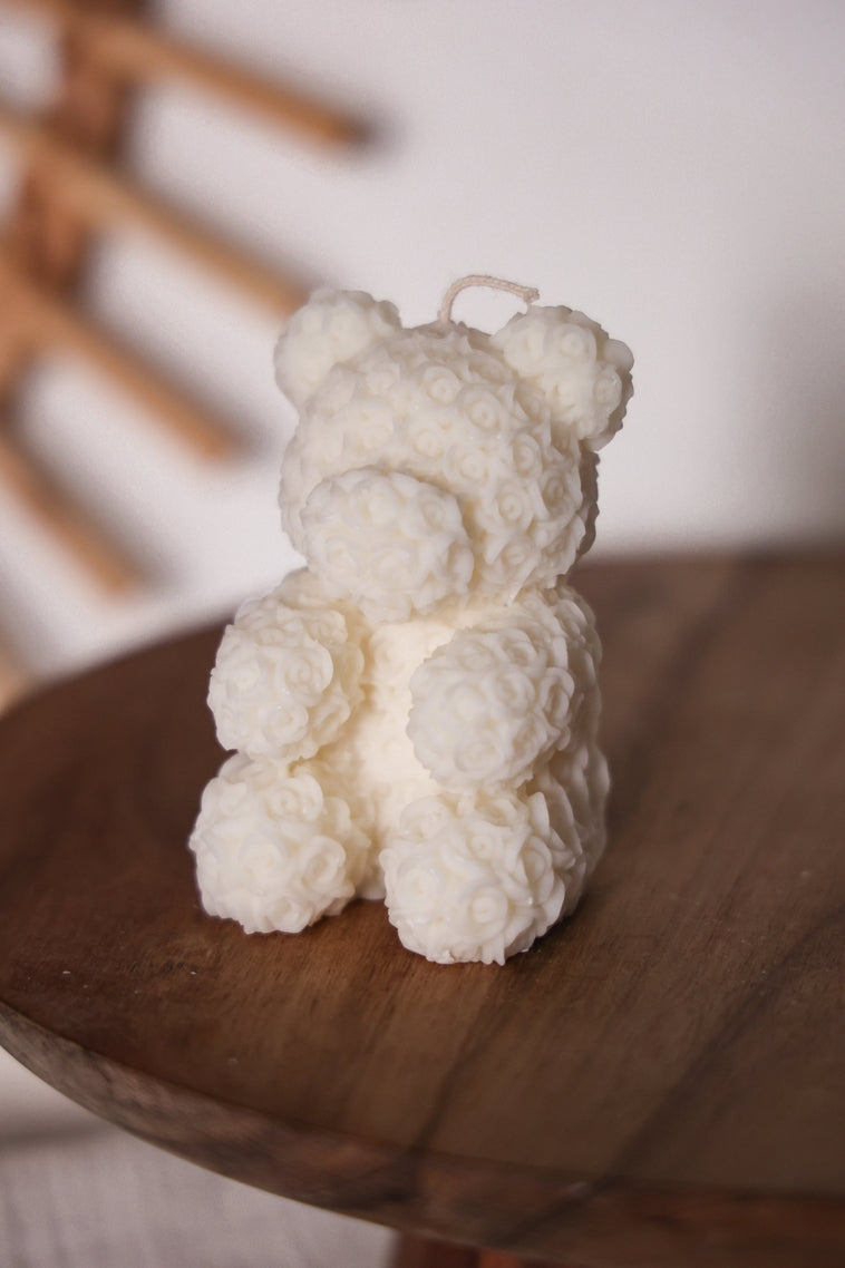 Rosen Teddy Kerze / handgefertigt