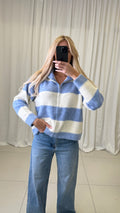Zipperjacke Linda Weiß / Blau