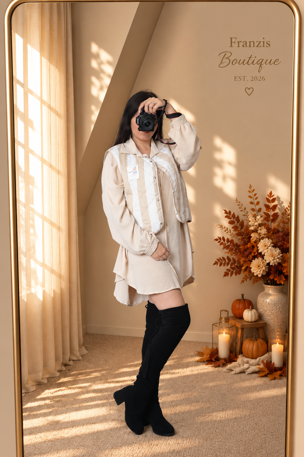 Streifen Weste beige