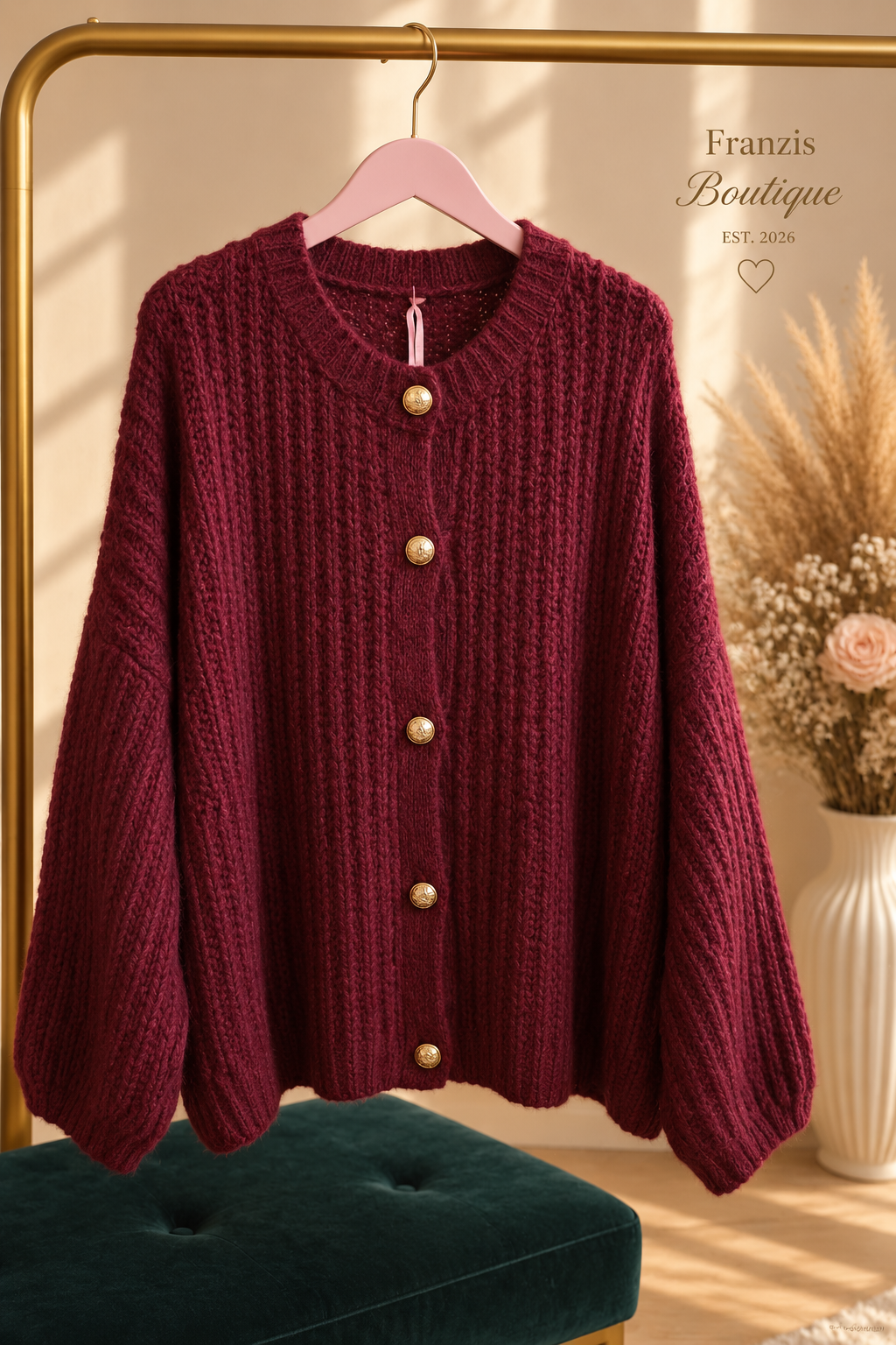 Oversize Cardigan Anker Bordeaux