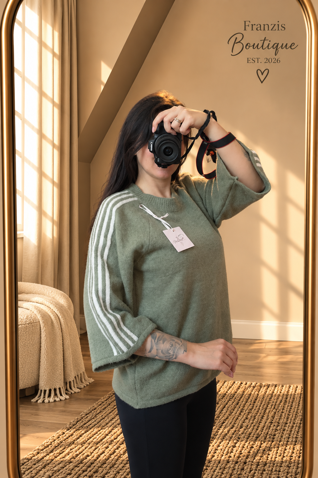 Pullover dreiviertel Olive