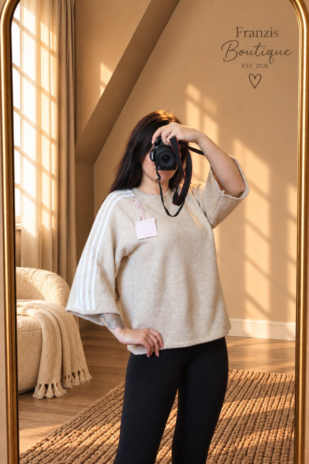 Pullover dreiviertel Beige