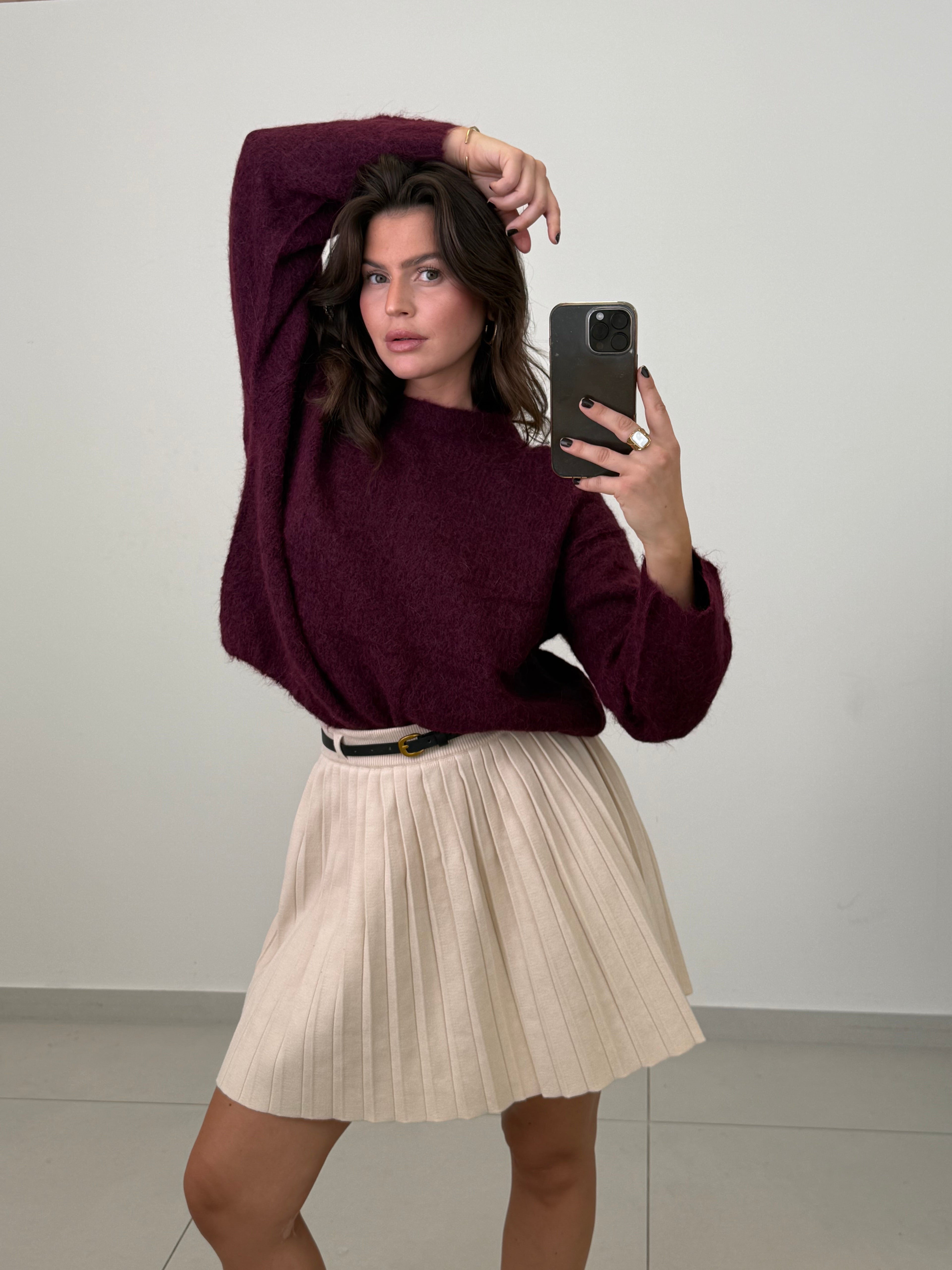 High waist Rock mit Gürtel versch. Farben