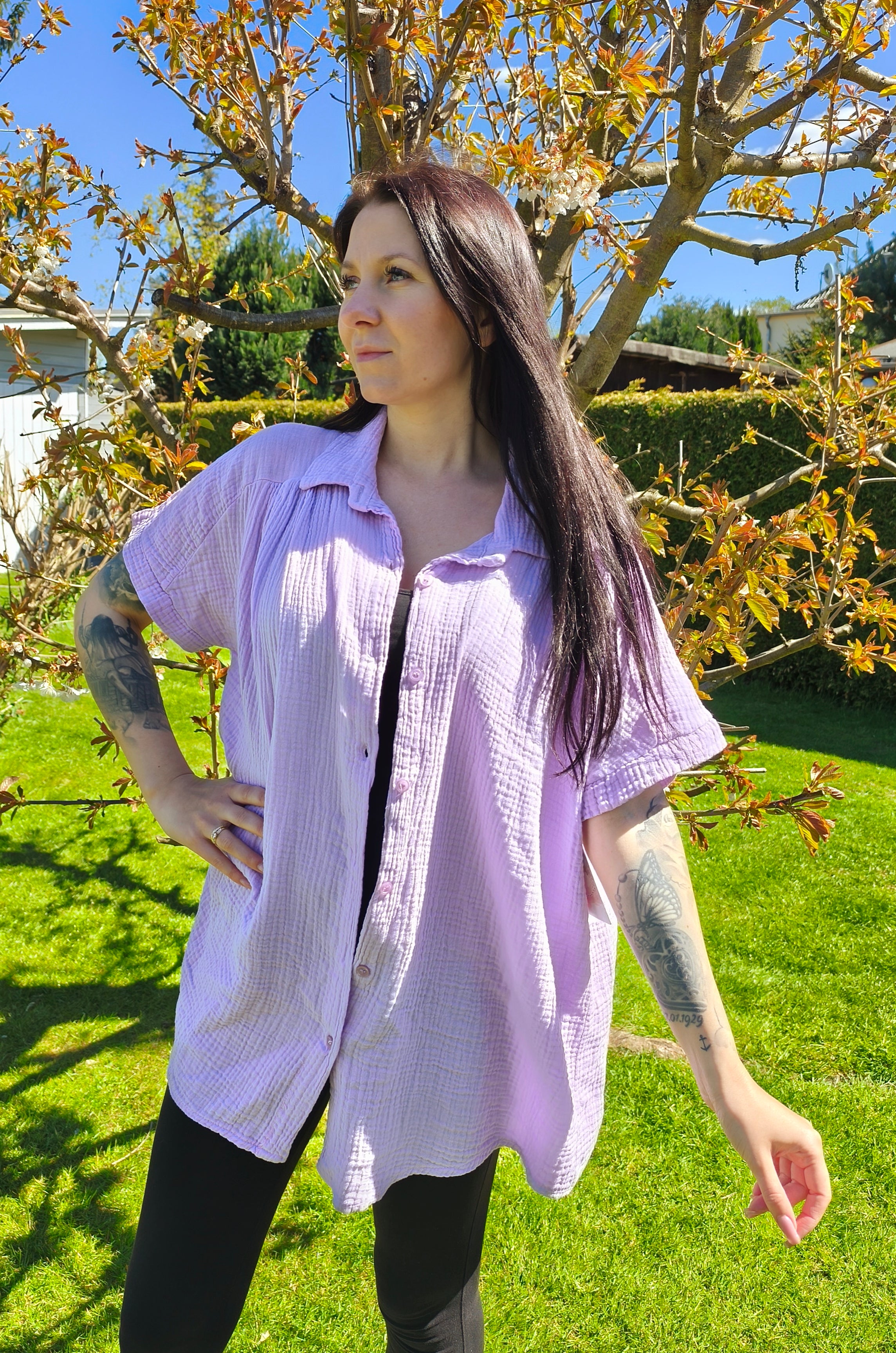 Kurzarm Musselin Bluse