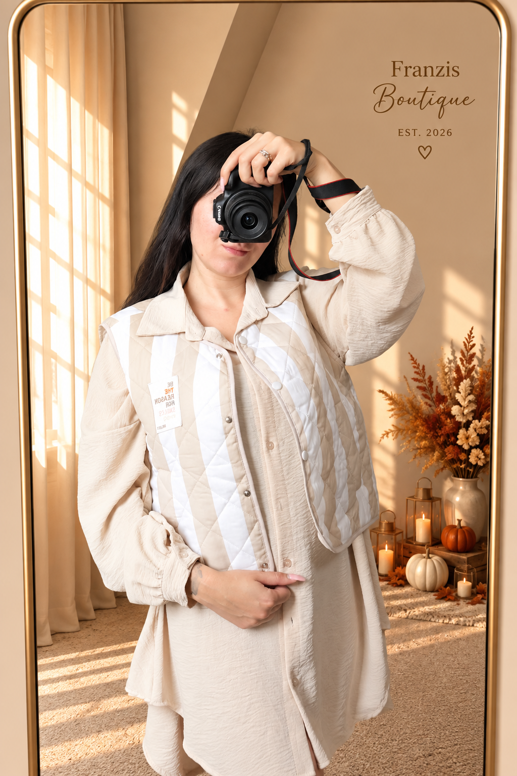 Streifen Weste beige