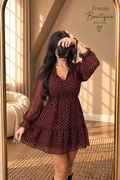 Polka Dot Kleid Bordeaux