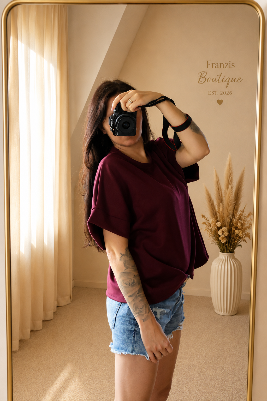 Butterstoff T-Shirt Weinrot